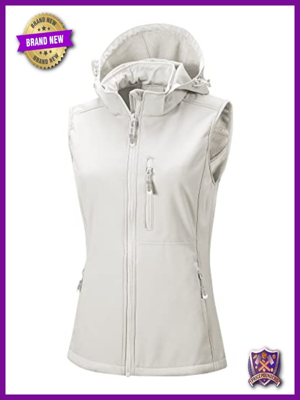 Women's Hooded Lightweight Softshell Vest Fleece Lined Running